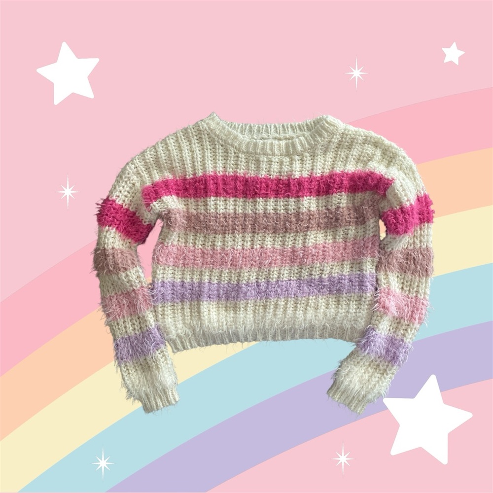 Cozy Pink and Purple Knit Sweater